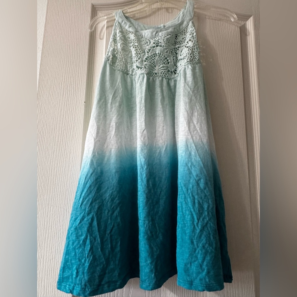 NWT LANE BRYANT Ombre Crochet Bodice sleeveless Tunic top in Aqua and Teal
